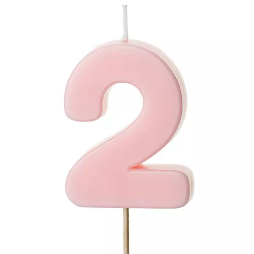 Svíčka narozeninová číslo 2, světle růžová 5,5 cm