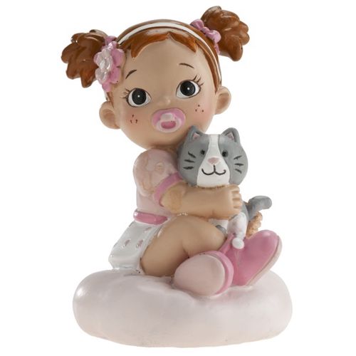 Figurka na dort Holčička s kočičkou 10 cm