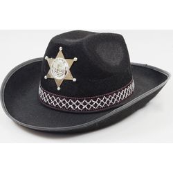 Klobouk kovbojský černý s odznakem šerifa ve tvaru hvězdy