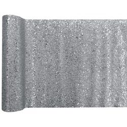 ŠERPA stolová s glitry stříbrná 28cm 1ks