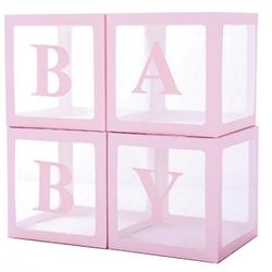 Set dekoračních boxů na balónky Baby světle růžové 30 x 30 cm 4 ks