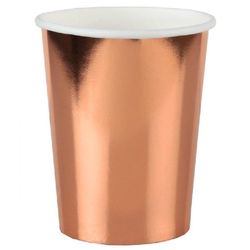 Kelímky papírové metalické růžové zlato 270ml 10ks