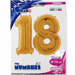 Balónek fóliový číslo zlaté 18 let - 1 ks