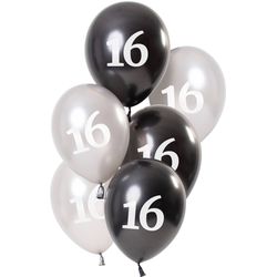 BALÓNKY latexové Glossy Black "16" 23cm 6ks