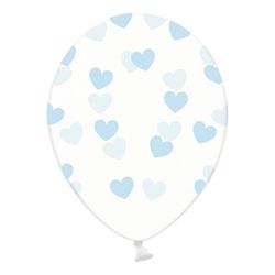 Balónky průhledné modrá srdce 50 ks