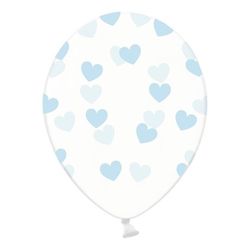 Balónky průhledné modrá srdce 50 ks