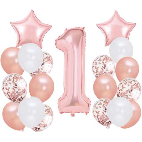 Set balónků 1. narozeniny holčička 19 ks