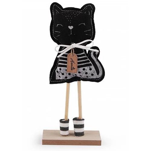 Dekorace dřevěná - černá kočka