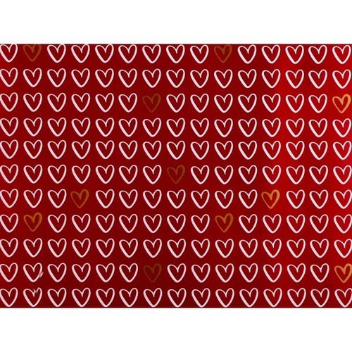 Balicí papír červený Srdce 0,7 x 2 m