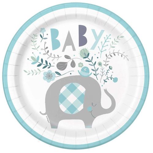 TALÍŘKY papírové Slon modrý 23cm 8ks
