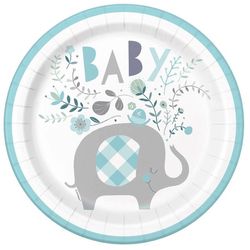 TALÍŘKY papírové Slon modrý 23cm 8ks