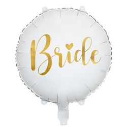 Balónek fóliový bílý, zlaté Bride 35cm