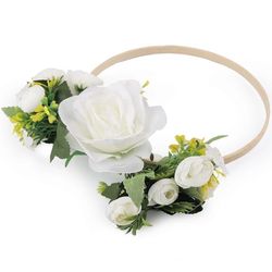 Dekorace svatební Kruh s květy krémový 19,5 cm