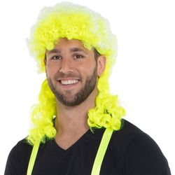 Paruka neonově žlutá afro s dlouhými kadeřemi