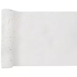 Šerpa stolová bílá se zlatými puntíky 27cm/3m