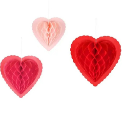 Papírové závěsná srdce 20-30cm 3ks