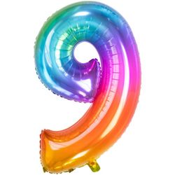 BALÓNEK fóliový číslo 9 Yummy Gummy Rainbow 86cm
