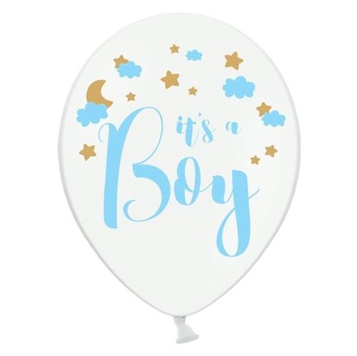 BALÓNKY 50ks  "It´s a Boy"  bílý, modrý potisk 30cm