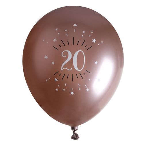 BALÓNKY latexové chromové "20" Rose Gold 30cm 6ks
