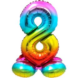 BALÓNEK fóliový číslo 8 samostojné duhové 72cm
