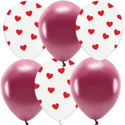 BALONKY MIX bordo hearts 6 ks