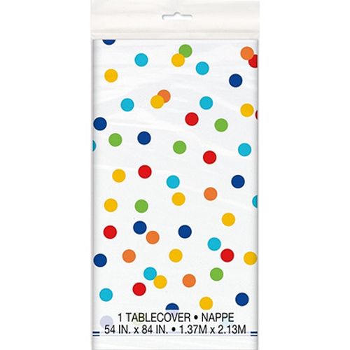 UBRUS plastový Rainbow Polka Dots
