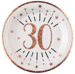 TALÍŘE papírové 30. narozeniny Rose Gold 22,5cm 10ks
