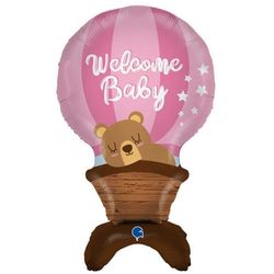 BALÓNEK fóliový samostojný Balón růžový Welcome Baby 97cm