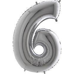 Balón fóliové číslo stříbrné 6 102 cm