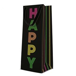 TAŠKA dárková na láhev Birthday Neon 12x37x10cm