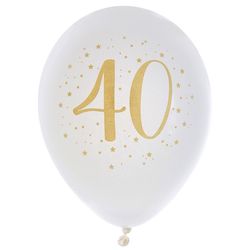 BALÓNKY latexové "40" bílé 8ks