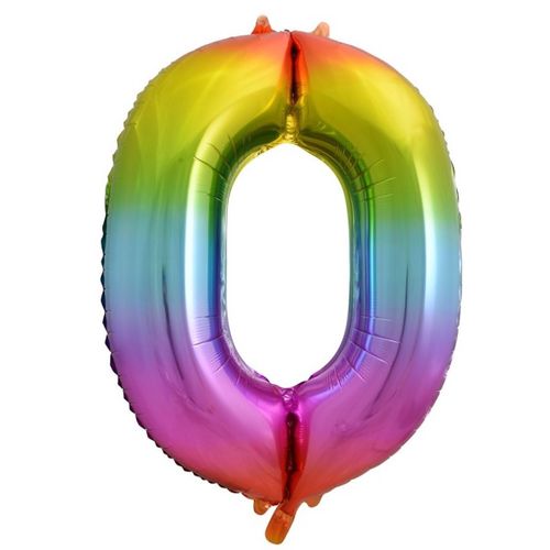 BALÓNEK fóliový číslo 0 duhové 85cm