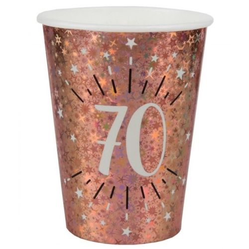 KELÍMKY papírové 70. narozeniny Rose Gold 270ml 10ks