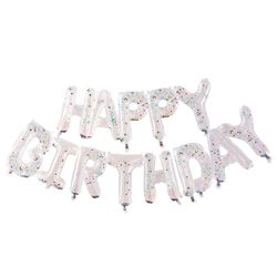 BALÓNKY fóliové nápis Happy Birthday transparentní s konfetami v.34cm