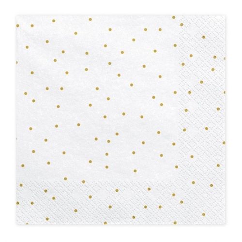 UBROUSKY 3vrstvé bílé se zlatými puntíčky 33x33cm 20ks