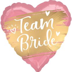 BALÓNEK fóliový Srdce růžové Team Bride 45cm