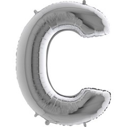 Balónek stříbrný písmeno C 102cm