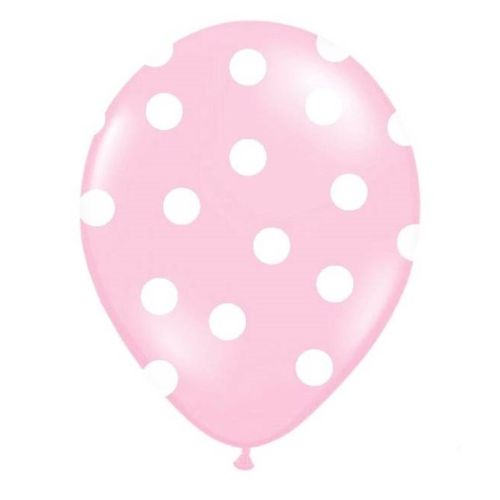 BALÓNEK pastelový 30cm puntík baby pink 50ks