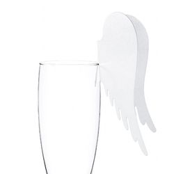 Jmenovky na skleničku andělská křídla 10ks