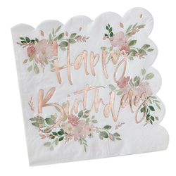 UBROUSKY papírové Floral Happy Birthday 16,5x16,5cm 16ks