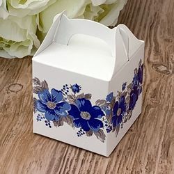 KRABIČKY na svatební mandle Blue Flowers 8ks