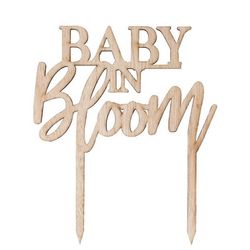 DEKORACE na dort dřevěná Baby in bloom 14,5cm