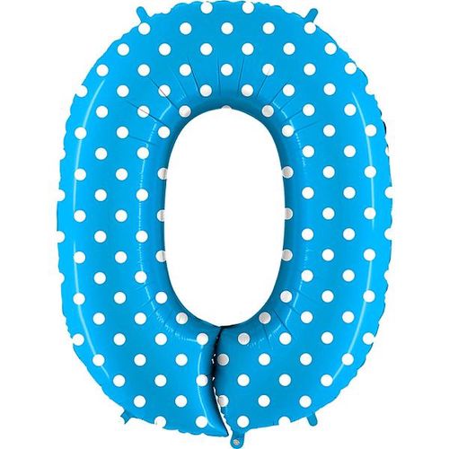 BALÓNEK FÓLIOVÝ číslo 0 modrý s puntíky 1 ks 102 cm