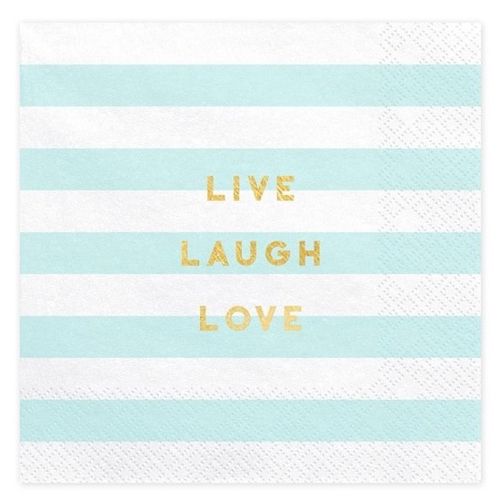 UBROUSKY YUMMY Live Laugh Love, světle modré, 33x33cm