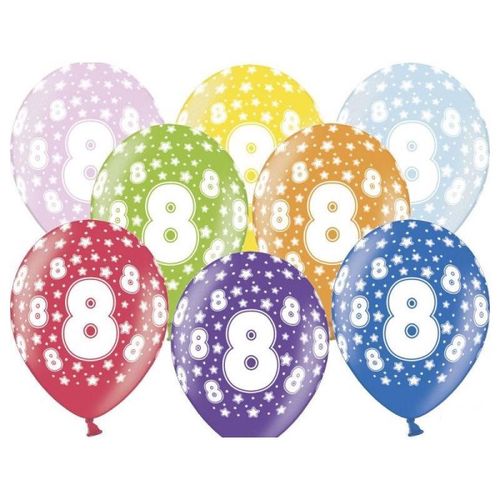 BALÓNKY latexové 8.narozeniny 6ks 30cm