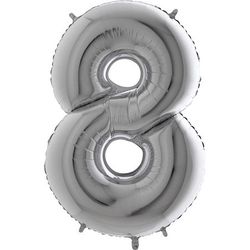 Balón fóliové číslo stříbrné 8 102 cm