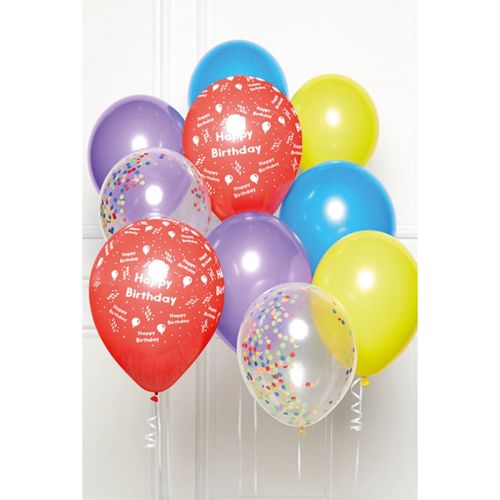 BALÓNKOVÝ buket latexový Happy Birthday Multicolor 10ks