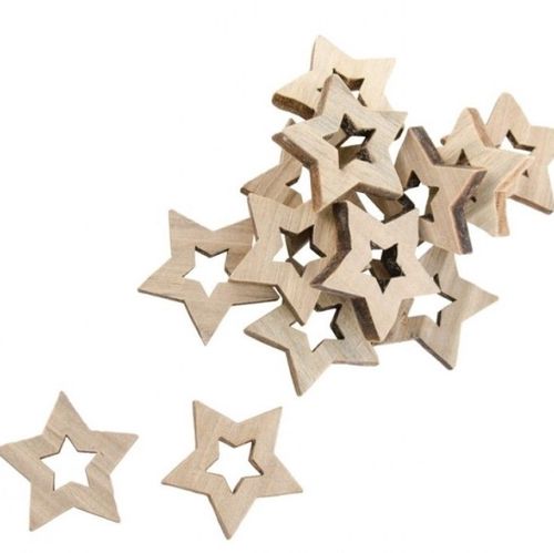 KONFETY hvězdy dřevěné 3cm 12ks