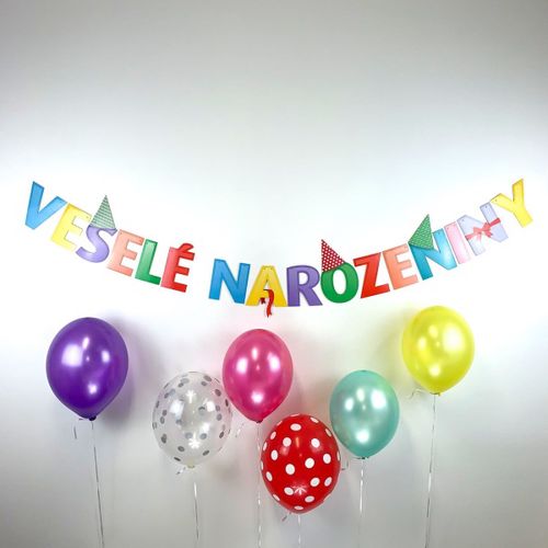 GIRLANDA Veselé narozeniny pestrobarevná 140cm