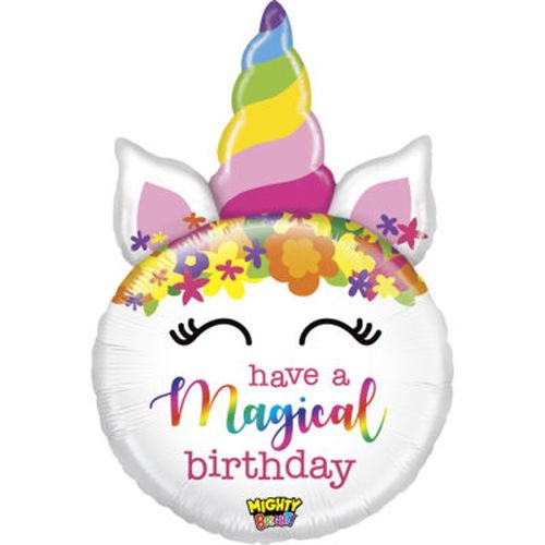 BALÓNEK fóliový hlava jednorožce Magical Birthday, 83 cm